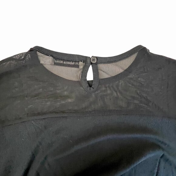 Rebecca Minkoff Womens Large Black Mesh & Studded Rayon Blend Top New w/o Tags - Picture 3 of 14